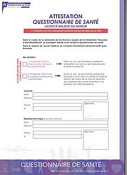 Attestation questionnaire santé