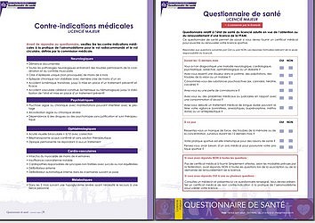 Questionnaire santé pour les MAJEURS