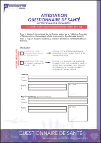 Attestation questionnaire santé